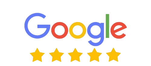 Grafika przedstawiająca logo Google i pięć żółtych gwiazdek pod spodem